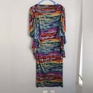 Vintage Missoni Rainbow Silk Jersey Maxi Dress Caftan